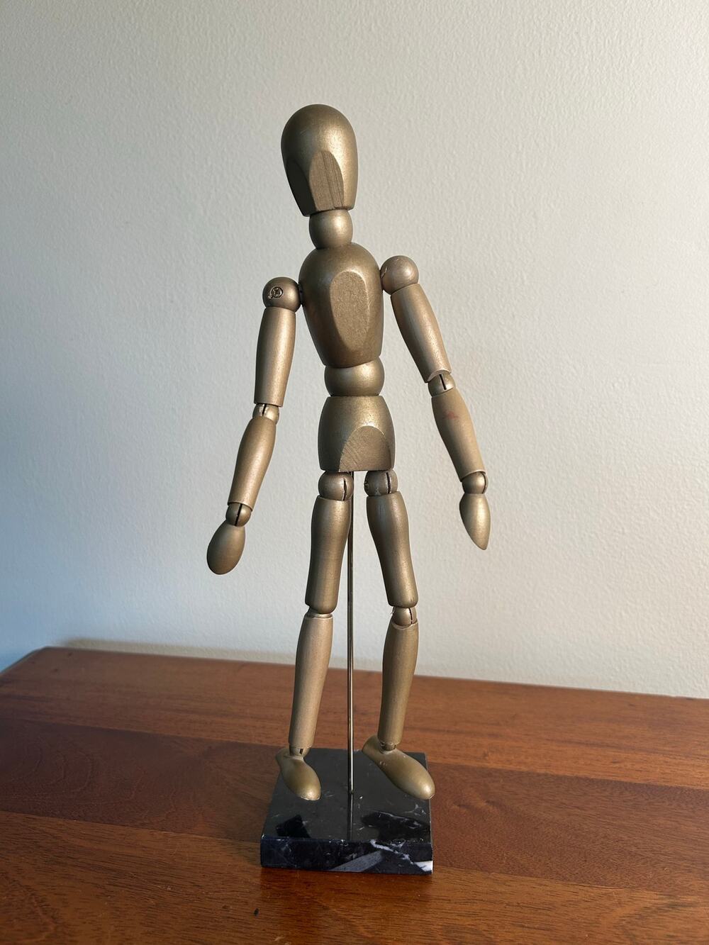 Vintage Artist Mannequin Wood Figure Gold Finish Posable Articulated Figure